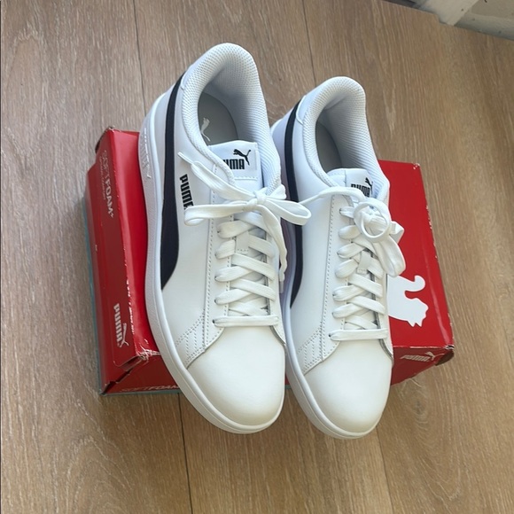 Puma Men's Classic White and Black Sneakers - Picture 1 of 13